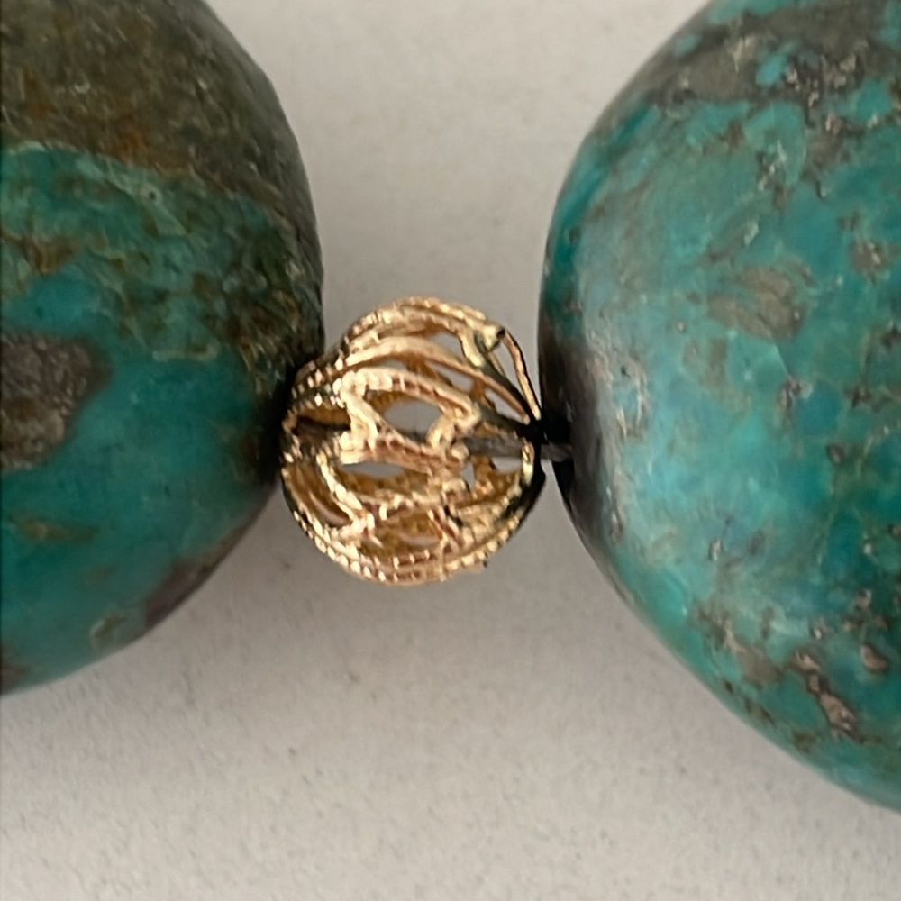 Green Turquoise Large Stone Strand Necklace - Picture 7 of 12